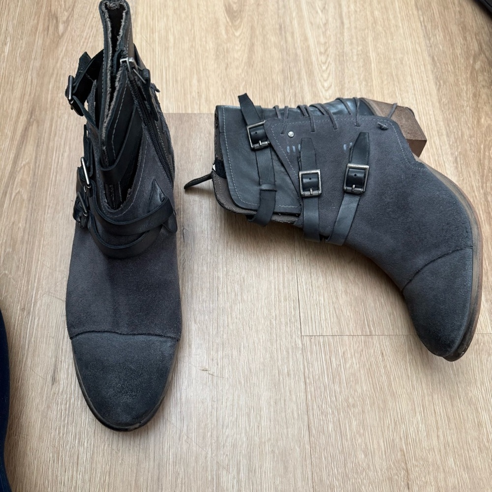 Roan Bed Stu‎ Aimee Leather Ankle Boots Size 9.5 Grey distressed - Picture 4 of 11